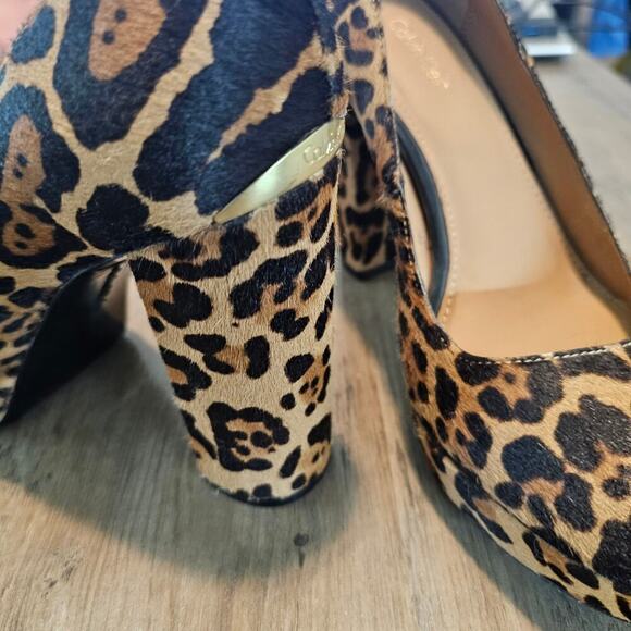 Calvin Klein Monika Heels Womens Size 7 Leopard Print Platform Leather Glam Sexy - Picture 5 of 9